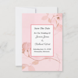 Romantic Soft Pink Rose Bud Wedding Save The Date