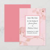 Romantic Soft Pink Rose Bud Wedding Save The Date (Voorkant / Achterkant)
