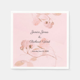 Romantic Soft Pink Rose Bud Wedding Servet