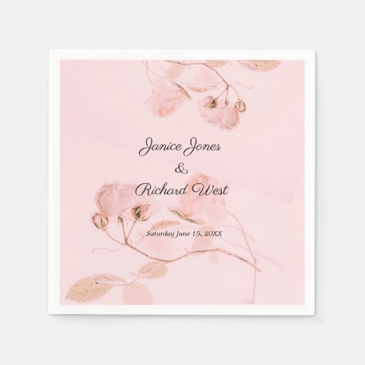 Romantic Soft Pink Rose Bud Wedding Servet (Voorkant)