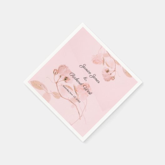Romantic Soft Pink Rose Bud Wedding Servet (Hoek)