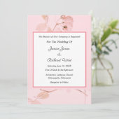 Romantic Soft Pink Rose Bud Wedding Uitnodiging (Staand voorkant)