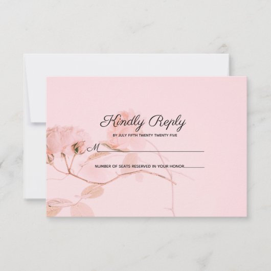 Romantic Soft Rosebud Wedding RSVP (Voorkant)