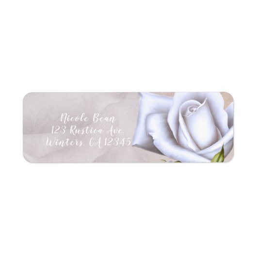 Romantic Soft White Roses Elegant Floral Wedding Etiket (Voorkant)