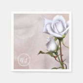 Romantic Soft White Roses Elegant Floral Wedding Servet (Voorkant)