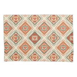 Romantic Southwestern Heart Pattern Peach & Sage Kussensloop