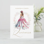 Romantic Spanish Quinceañera in Pink Shades  Kaart (Staand voorkant)