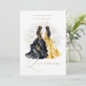 Romantic Spanish Quinceañera Twins in Black Yellow Kaart (Staand voorkant)