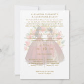 Romantic Spanish Quinceañera Twins Red & Golden  Kaart (Achterkant)