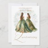Romantic Spanish Quinceañeras Twins Green Shades Kaart (Voorkant)