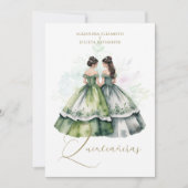 Romantic Spanish Quinceañeras Twins Green Shades Kaart (Voorkant)