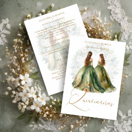 Romantic Spanish Quinceañeras Twins Green Shades Kaart