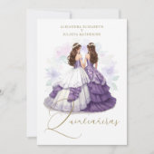 Romantic Spanish Quinceañeras Twins Purple Shades Kaart (Voorkant)