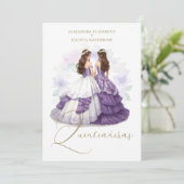 Romantic Spanish Quinceañeras Twins Purple Shades Kaart (Staand voorkant)