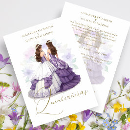 Romantic Spanish Quinceañeras Twins Purple Shades Kaart