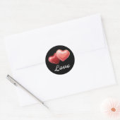 Romantic Sparkling Red Hearts "Love" Glitter Desig Ronde Sticker (Envelop)