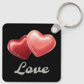 Romantic Sparkling Red Hearts "Love" Glitter Desig Sleutelhanger (Achterkant)