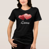 Romantic Sparkling Red Hearts "Love" Glitter Desig Tri-Blend Shirt (Voorkant)