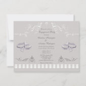 Romantic Sparkly Wedding Bands & Hearts Verloving Kaart (Achterkant)