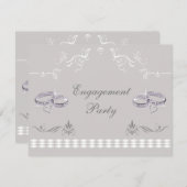 Romantic Sparkly Wedding Bands & Hearts Verloving Kaart (Voorkant / Achterkant)