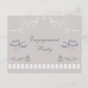 Romantic Sparkly Wedding Bands & Hearts Verloving Kaart