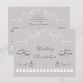 Romantic Sparkly Wedding Bands & Hearts Wedding Kaart (Voorkant / Achterkant)