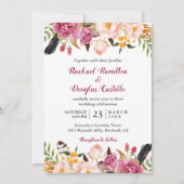 Romantic Spring Boho Floral Feather Wedding Kaart (Voorkant)