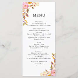 Romantic Spring Floral Wedding Menu Kaart