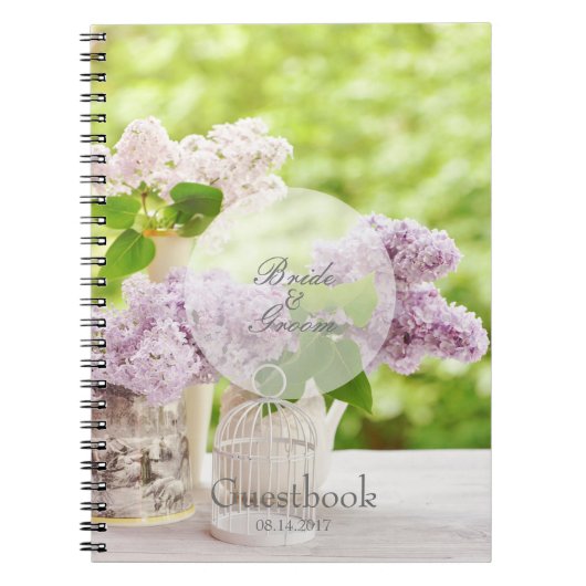 Romantic Spring Flower Floral Lila gastenboek Notitieboek (Voorkant)