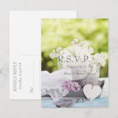 Romantic Spring Flower Floral Lila RSVP Uitnodiging Briefkaart (Voorkant / Achterkant)