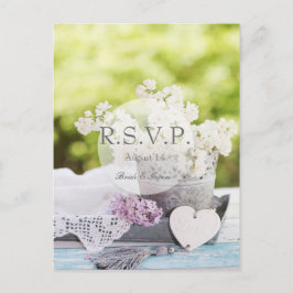 Romantic Spring Flower Floral Lila RSVP Uitnodiging Briefkaart