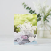 Romantic Spring Flower Floral Lila RSVP Uitnodiging Briefkaart (Staand voorkant)