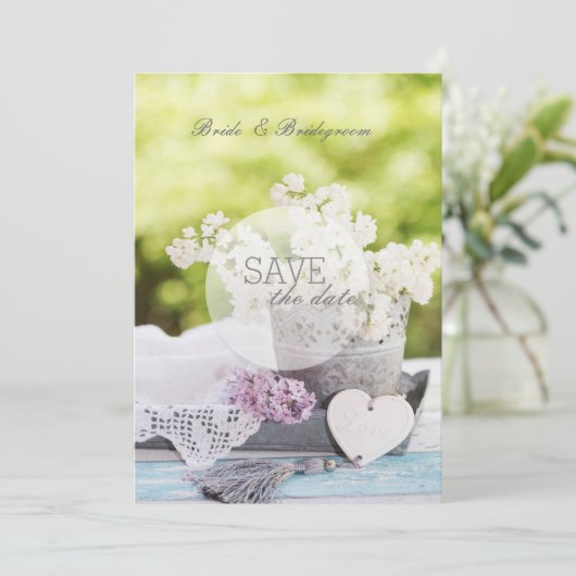 Romantic Spring Flower Floral Lila SAVE the Date (Staand voorkant)