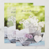 Romantic Spring Flower Floral Lila SAVE the Date (Voorkant / Achterkant)
