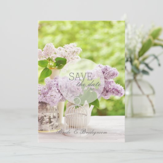 Romantic Spring Flower Floral Lila SAVE the Date (Staand voorkant)