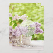 Romantic Spring Flower Floral Lila SAVE the Date (Voorkant / Achterkant)