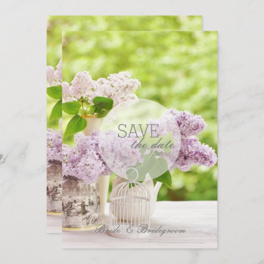 Romantic Spring Flower Floral Lila SAVE the Date (Voorkant / Achterkant)