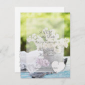 Romantic Spring Flower Floral Lila SAVE the Date Aankondigingskaart (Voorkant / Achterkant)