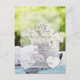 Romantic Spring Flower Floral Lila SAVE the Date Aankondigingskaart