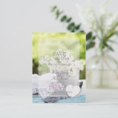 Romantic Spring Flower Floral Lila SAVE the Date Aankondigingskaart (Staand voorkant)