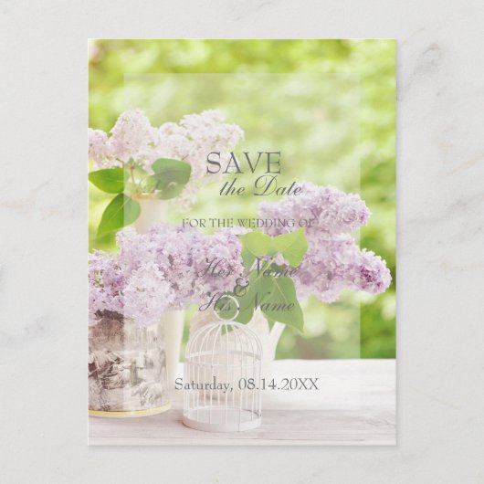 Romantic Spring Flower Floral Lila SAVE the Date Aankondigingskaart (Voorkant)