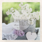 Romantic Spring Flower Floral Lila Wedding Glazen Onderzetter (Voorkant)