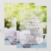 Romantic Spring Flower Floral Lila Wedding Kaart (Voorkant / Achterkant)