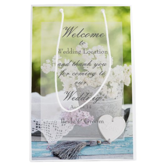 Romantic Spring Flower Floral Lila Wedding Medium Cadeauzakje (Voorkant)