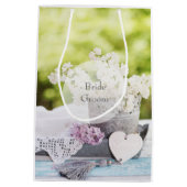 Romantic Spring Flower Floral Lila Wedding Medium Cadeauzakje (Achterkant)