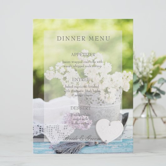 Romantic Spring Flower Floral Lila Wedding Menu (Staand voorkant)