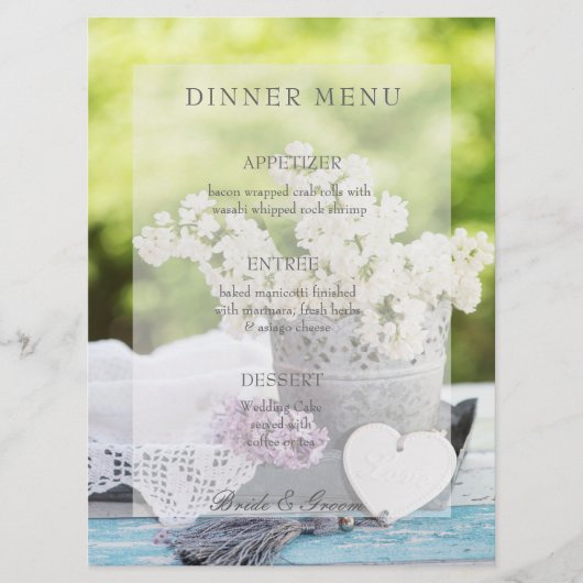 Romantic Spring Flower Floral Lila Wedding Menu (Voorkant)