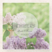 Romantic Spring Flower Floral White Lila Wedding Glazen Onderzetter (Voorkant)