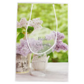 Romantic Spring Flower Floral White Lila Wedding Medium Cadeauzakje (Achterkant)