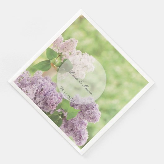 Romantic Spring Flower Floral White Lila Wedding Servetten (Hoek)